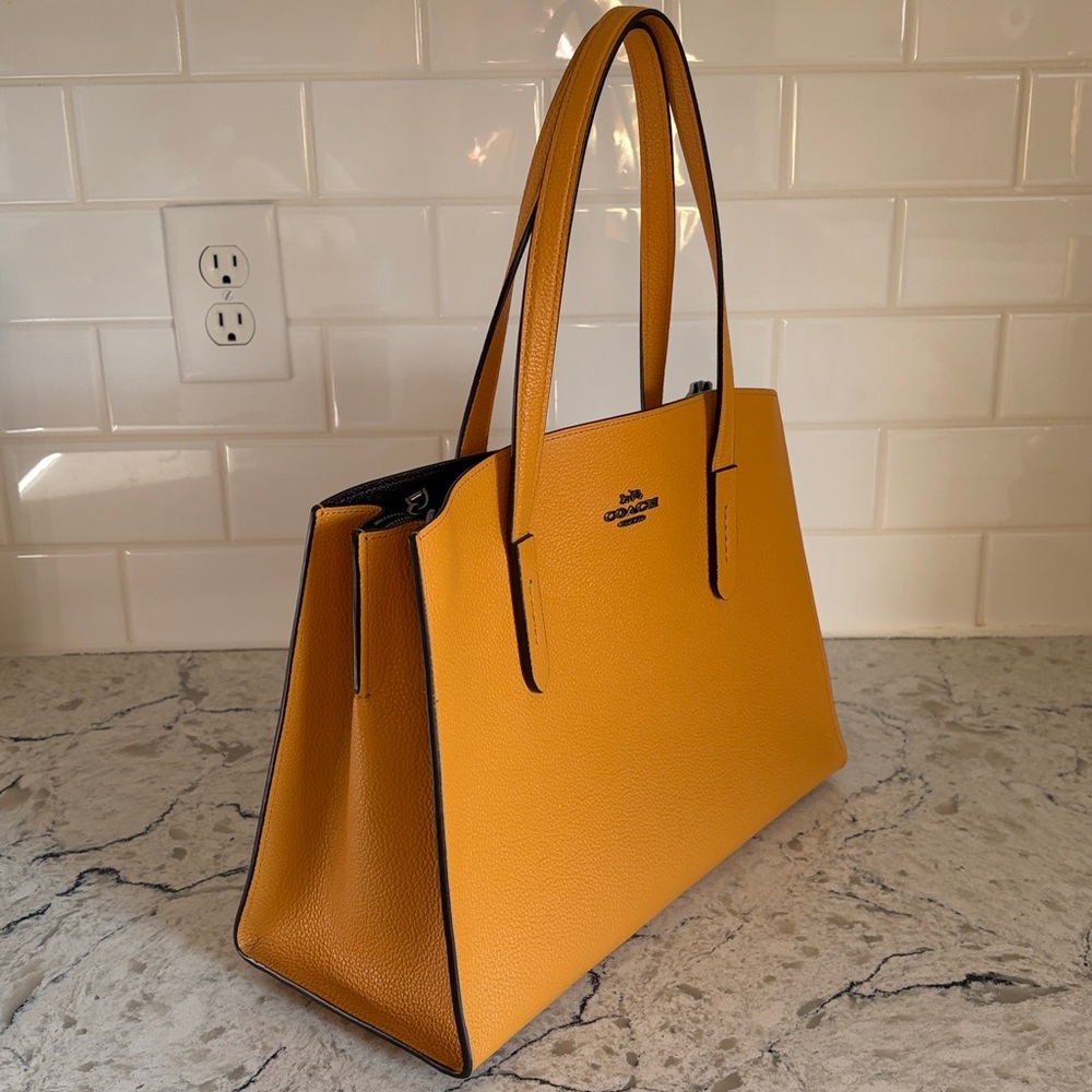 Coach Mustard Yellow Leather Charlie Carryall Bag - Picture 4 of 13